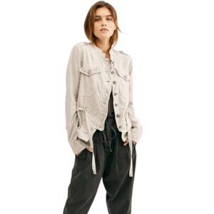 Free People Emilia Military Lace Jacket French Grey